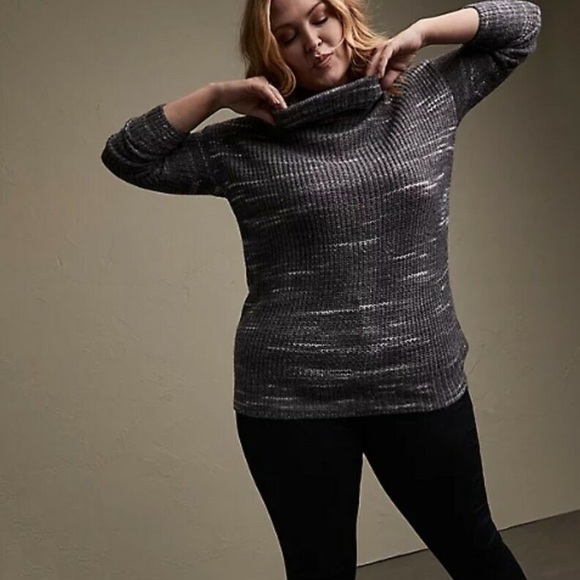 Torrid Dark Grey Space-Dye Turtleneck Knit Pullover Sweater - Picture 6 of 6